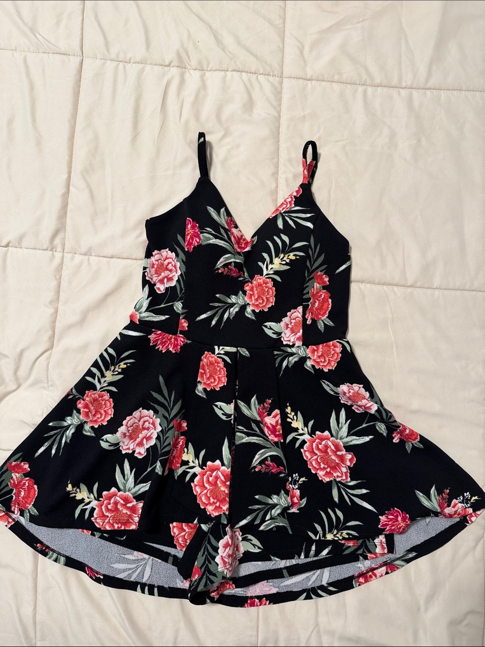 No Boundaries Black Floral Spaghetti-Strap Sundress - Picture 8 of 8